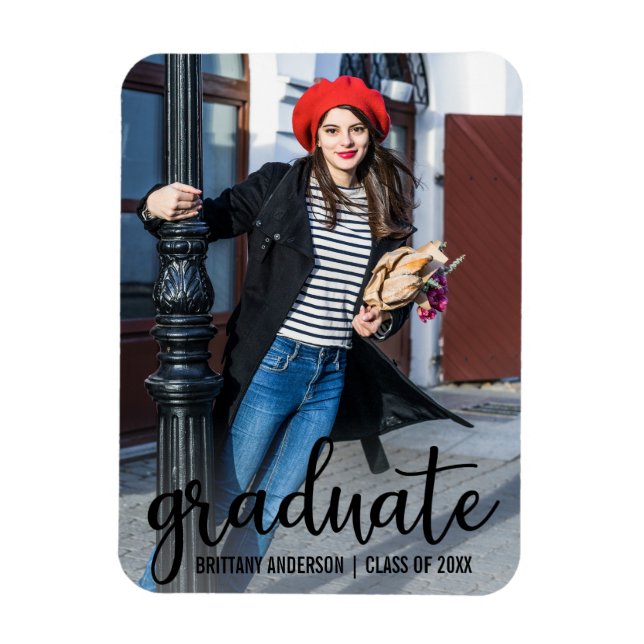 Magnet Flexible Faire-part de graduation de script moderne (Vertical)