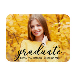 Magnet Flexible Faire-part de graduation de script moderne Photo B
