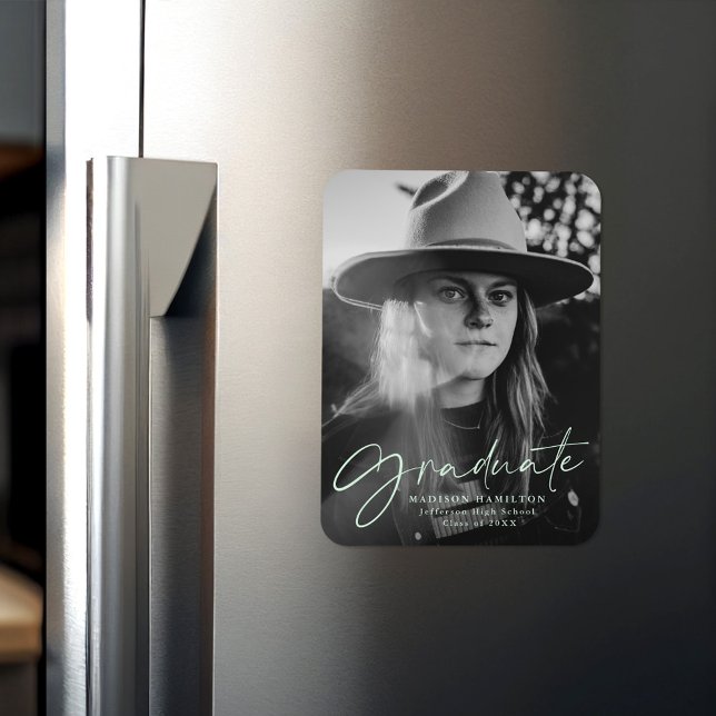 Magnet Flexible Faire-part de graduation de script stylish de la m (Créateur téléchargé)