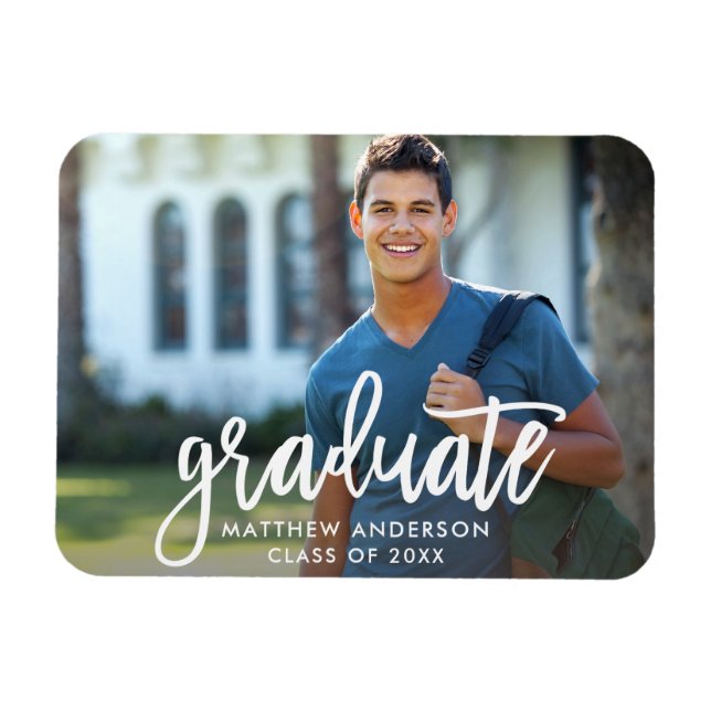 Magnet Flexible Faire-part de graduation du script de brosse moder (Horizontal)