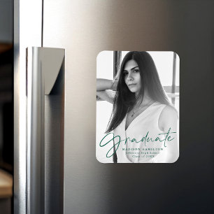 Magnet Flexible Faire-part de graduation élégante en Green Script