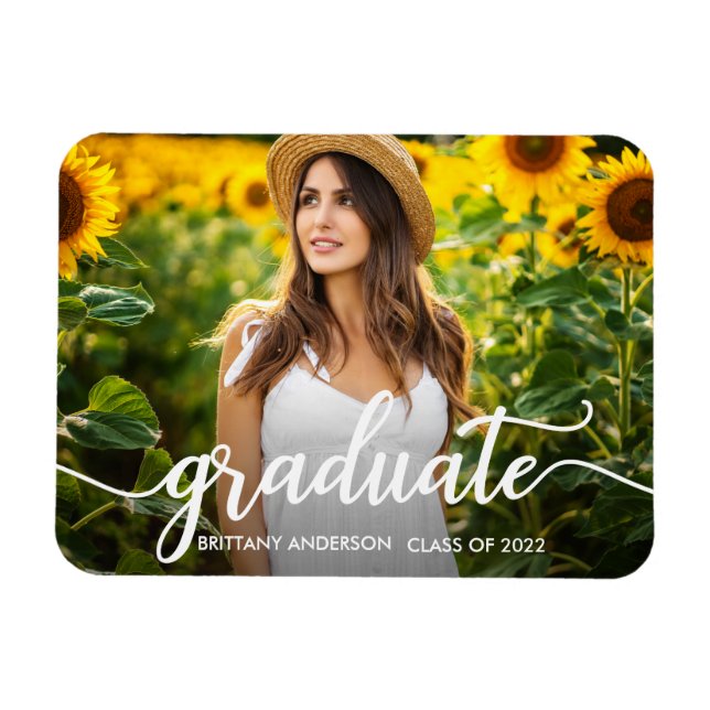 Magnet Flexible Faire-part de graduation en calligraphie tendance (Horizontal)