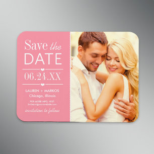 Magnet Flexible Faire-Part de Mariage à la Date de Coeur Rose Mode