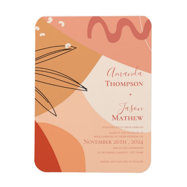 Magnet Flexible Faire-part de mariage Abstrait en terre cuite dess (Vertical)