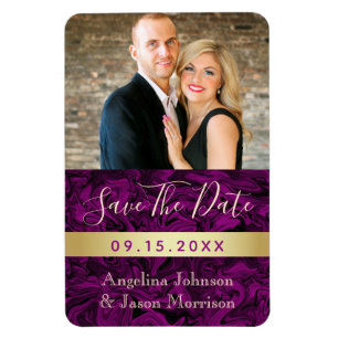 Magnet Flexible Faire-part de mariage avec photo violet pour annon