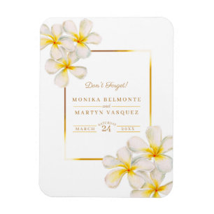 Magnet Flexible Faire-part de mariage de rappel Frangipani or blan