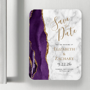 Magnet Flexible Faire part de mariage en marbre d'agate Gold Viole