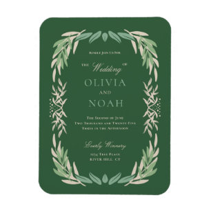 Magnet Flexible Faire-part de mariage encadrée de verdure moderne