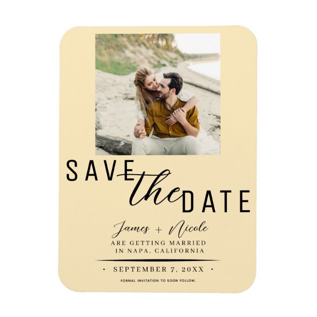 Magnet Flexible Faire-part de mariage photo avec crème anglaise ch (Vertical)