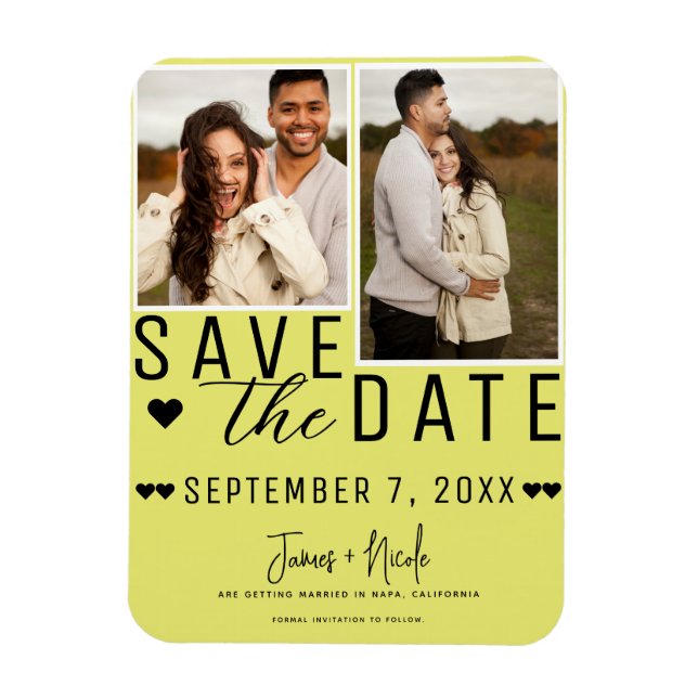 Magnet Flexible Faire-part de mariage photo moderne Chartreuse 2 (Vertical)
