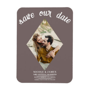 Magnet Flexible Faire-part de mariage photo taupe champignon