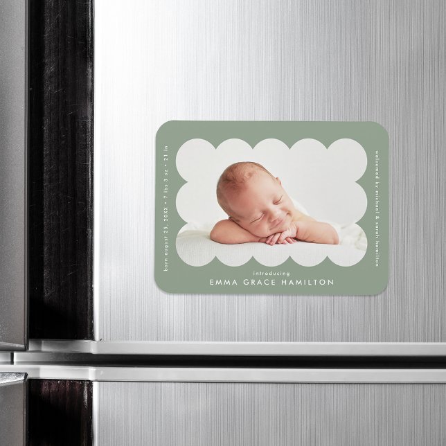 Magnet Flexible Faire-part de naissance à cadre festonné moderne v (Créateur téléchargé)
