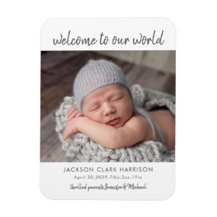 Magnet Flexible Faire-part de naissance avec photo de bébé moderne