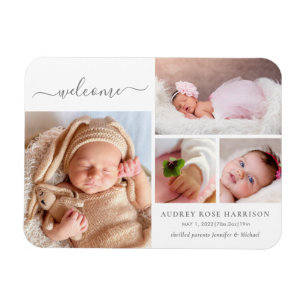 Magnet Flexible Faire-part de naissance Collage Photo de Bienvenue