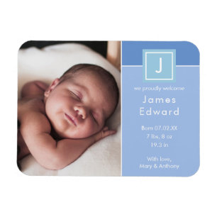 Magnet Flexible Faire-part de naissance de bébé garçon avec photo 