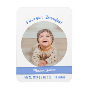 Magnet Flexible Faire-part de naissance de bébé garçon moderne Gra