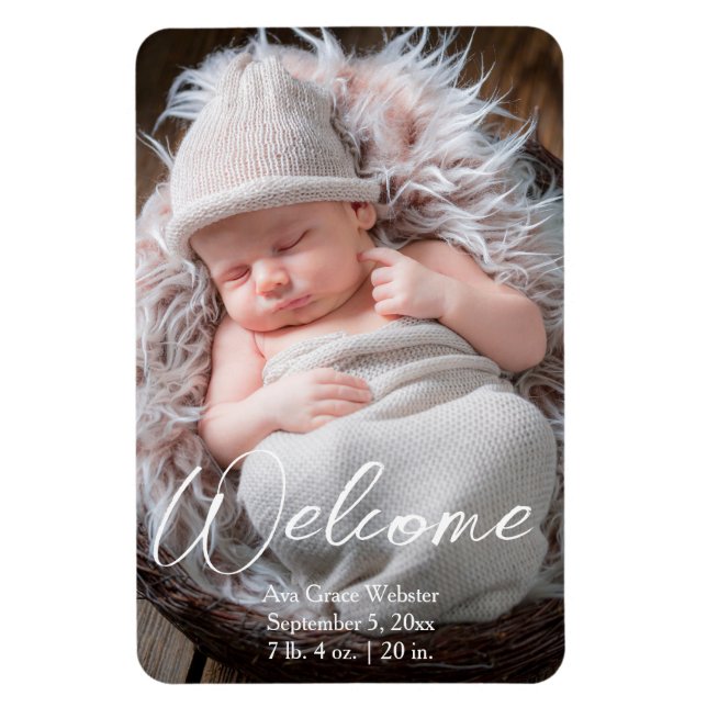 Magnet Flexible Faire-part de naissance de bienvenue pour bébé Fai (Vertical)