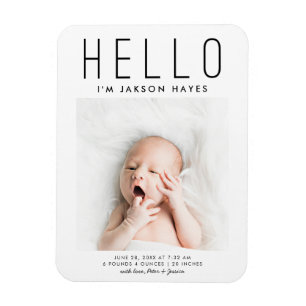 Magnet Flexible Faire-part de naissance HELLO simple et audacieuse