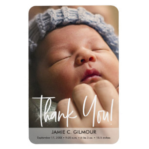 Magnet Flexible Faire-part de naissance photo bébé de script moder