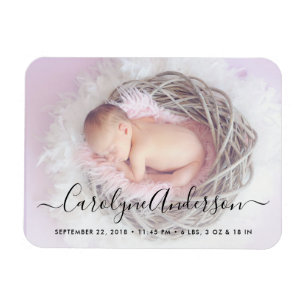 Magnet Flexible Faire-part de naissance photo de script simple et 