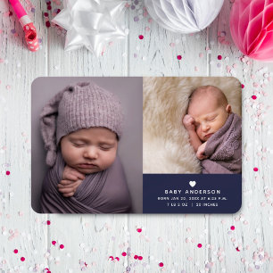 Magnet Flexible Faire-part de naissance photo pour bébé élégant mo