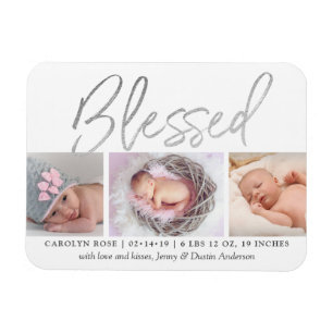 Magnet Flexible faire-part de naissance photo Silver Foil 3