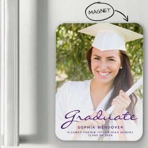 Magnet Flexible faire-part d'obtention d'un diplôme en violet de 2