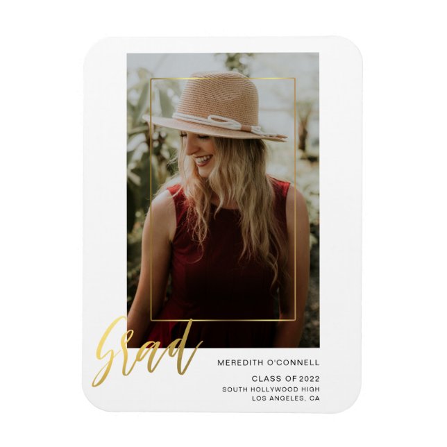 Magnet Flexible Faire-part minimaliste de la photo Grad de script  (Vertical)