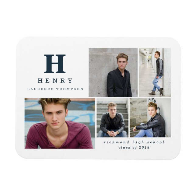 Magnet Flexible faire-part multi-photo initial (Horizontal)