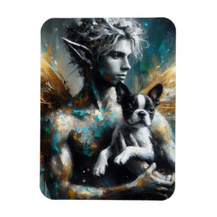 Magnet Flexible Fairy Homme Avec Boston Terrier Puppy