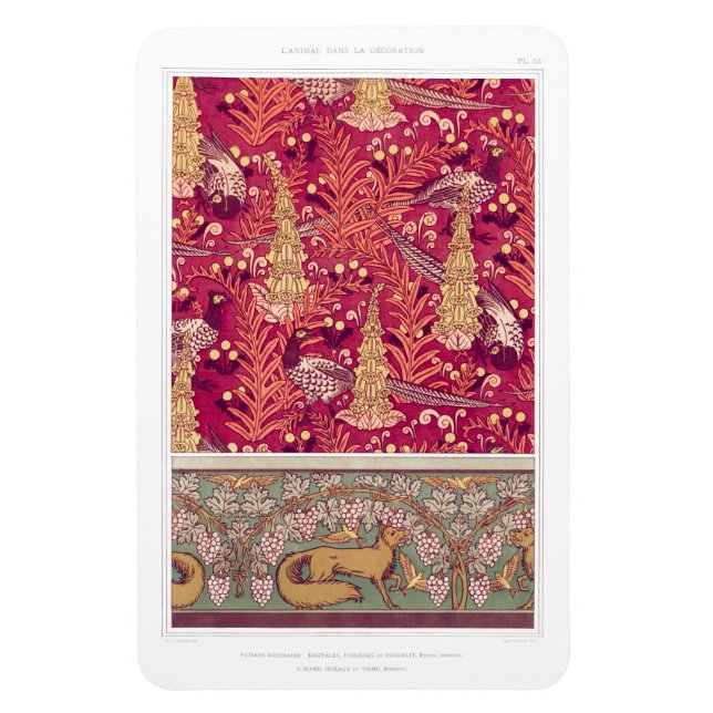 Magnet Flexible Faisan renard Art nouveau Foxglove verneuil (Vertical)