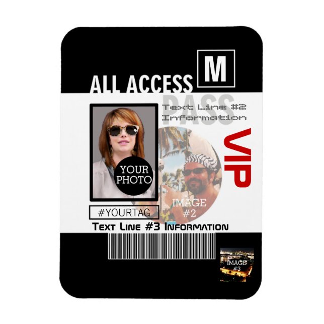 Magnet Flexible Faites votre propre VIP Pass 8 façons de personnal (Vertical)