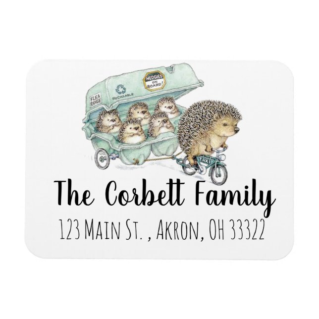 Magnet Flexible Famille de hérisson Whimsical personnalisable (Horizontal)