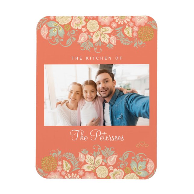 Magnet Flexible Famille personnalisée photo et texte moderne (Vertical)