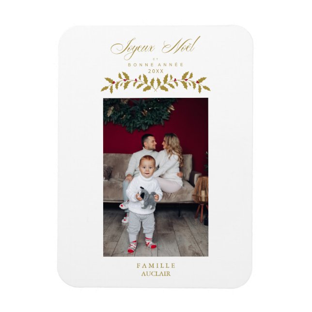 Magnet Flexible Famille photo Joyeux Noël Elégant (Vertical)