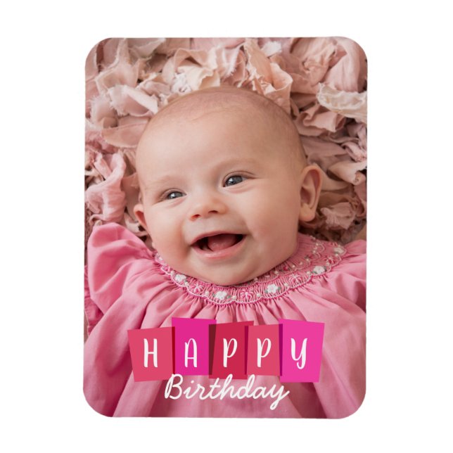 Magnet Flexible Famille rose Anniversaire personnalisé Flexible ai (Vertical)