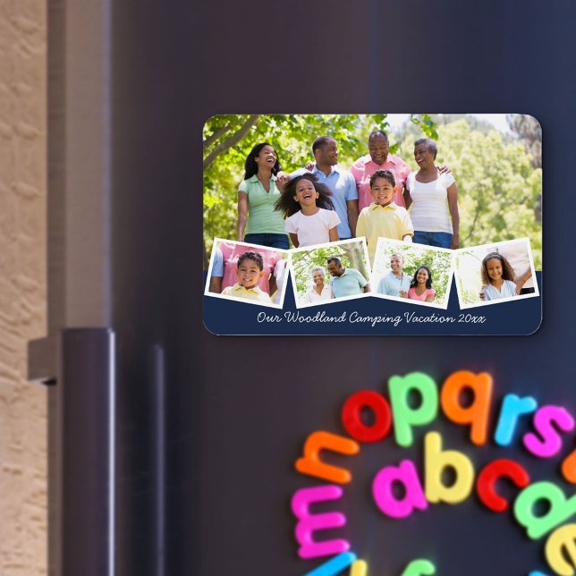 Magnet Flexible Family Photo Collage w Zigzag Photo Strip Blue (Créateur téléchargé)