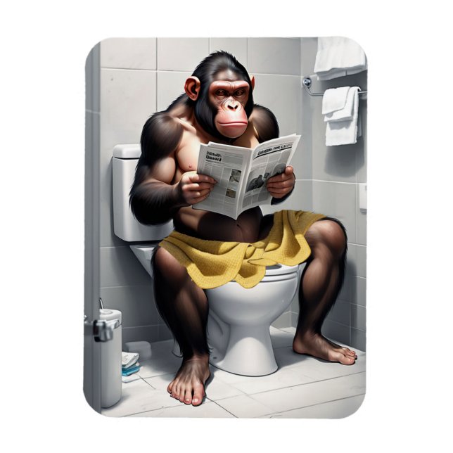 Magnet Flexible Fantaisie Chimp Sur Toilettes Fluide réfrigérateur (Vertical)