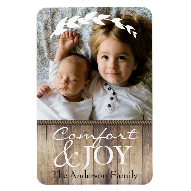 Magnet Flexible Farmhouse Comfort & JOY Family Photo & Name (Vertical)