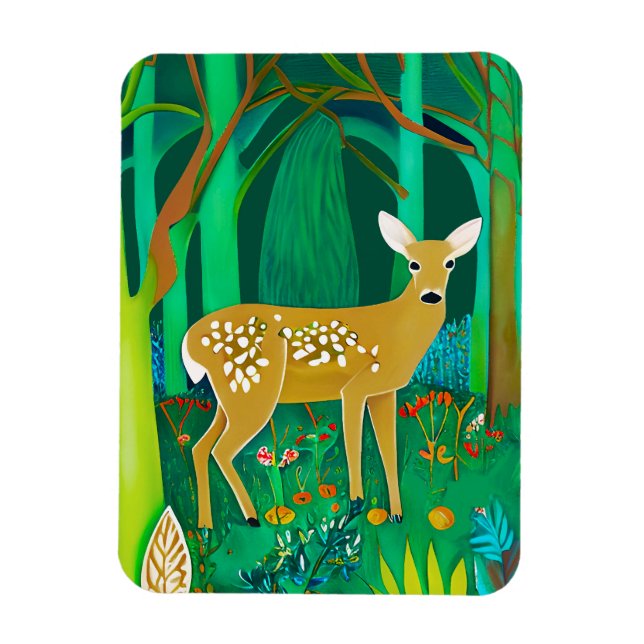 Magnet Flexible Faune tachetée dans un cadre forestier Imaginaire (Vertical)