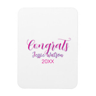 Magnet Flexible Félicitations diplômé rose violet nom année 20XX d