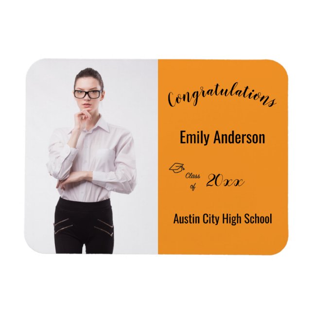 Magnet Flexible Félicitations Ecole de l'Année Photo Graduate (Horizontal)