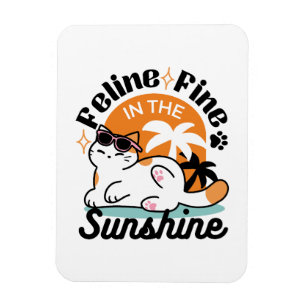 Magnet Flexible Feline fin au soleil - Chat Tropical relaxé