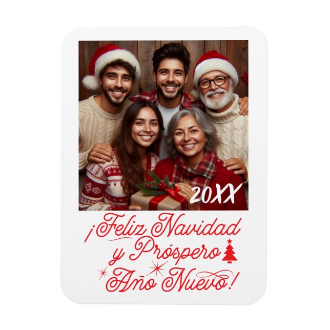 Magnet Flexible Feliz Navidad y Próspero Año Nuevo con Foto (Vertical)