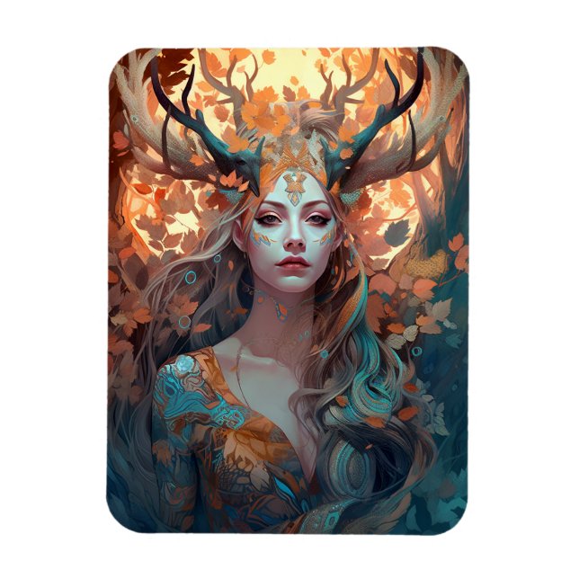 Magnet Flexible Femme Avec Antlers Imaginaire Art (Vertical)