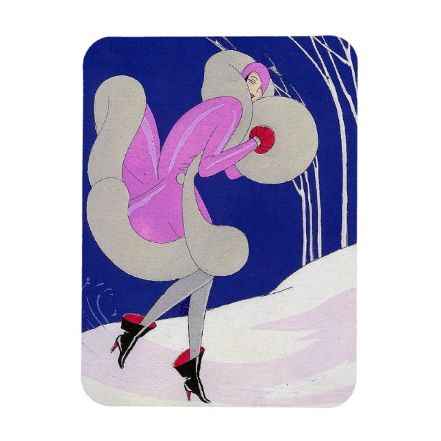 Magnet Flexible Femme branchée en hiver (Vertical)