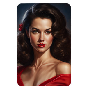 Magnet Flexible Femme En Robe Rouge.