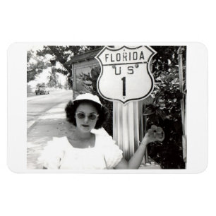 Magnet Flexible Femme Florida Rte. 1 carte postale Vintage