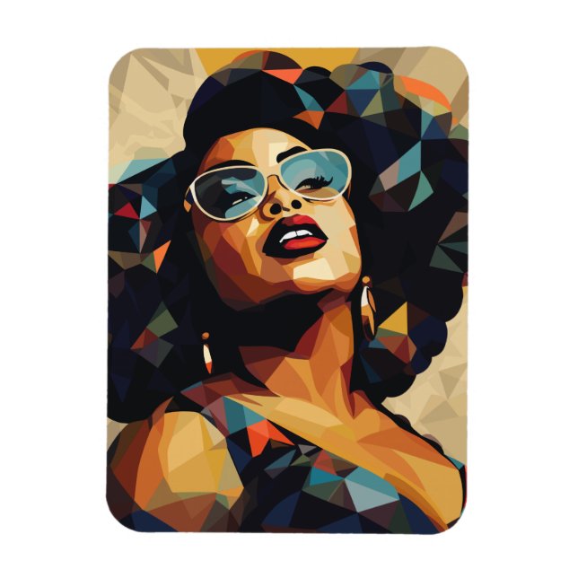 Magnet Flexible Femme noire : Aimant Artistique Cubiste (Vertical)