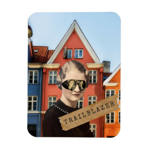 Magnet Flexible Femme Vintage Pionnière Kitsch Art Altéré